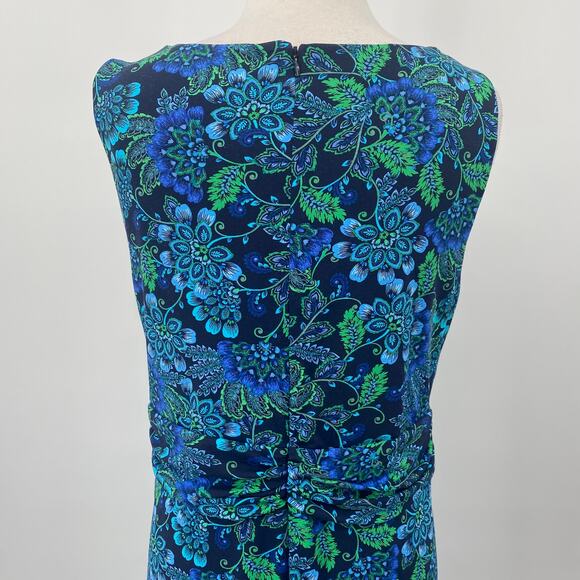 Talbots Jersey Knit Faux Wrap Paisley Print Surplice Vneck Sleeveless Blue 16 - Picture 9 of 11